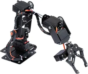Claw Kit, Desktop Manipulator Robot with Feedback of Servo Parameter, Industrial Robot Parts Mechanical sum radish Arm, 6DOF Robot Arm, Full Metal Programmable Robot Mechanical Arm Clamp 
