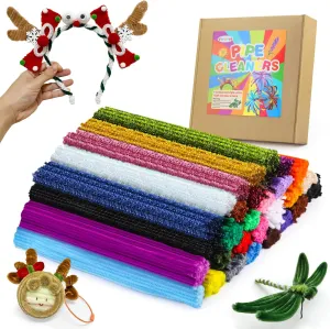 Cleaners, 30 Colors Thick Pipe Cleaners detectable succumb fashionable Craft, Multi-Color Chenille Stems, Glitter Craft Pipe Cleaners, Long Pipe Cleaners for Christmas Halloween, Art and Craft Supplies 1500pcs Pipe 