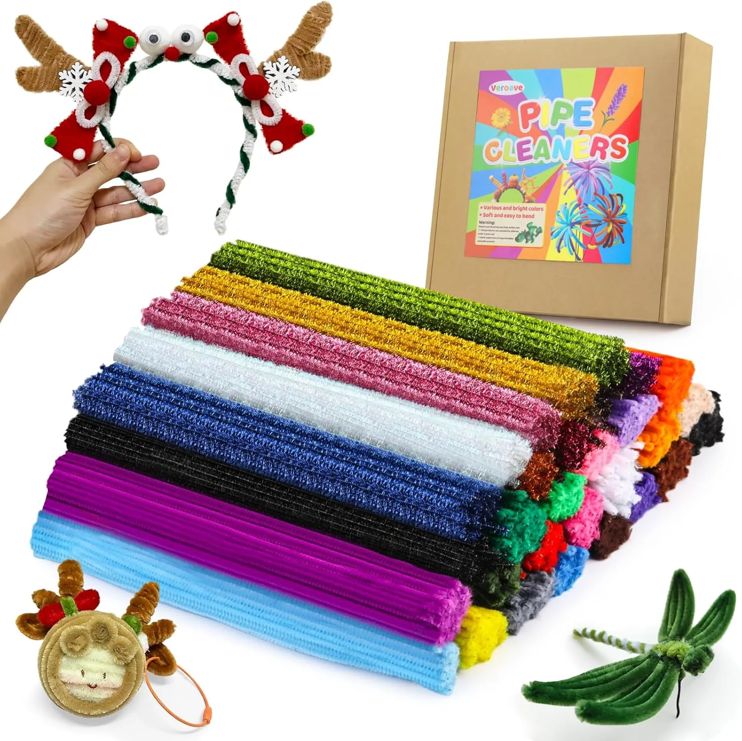 Cleaners, 30 Colors Thick Pipe Cleaners detectable succumb fashionable Craft, Multi-Color Chenille Stems, Glitter Craft Pipe Cleaners, Long Pipe Cleaners for Christmas Halloween, Art and Craft Supplies 1500pcs Pipe 