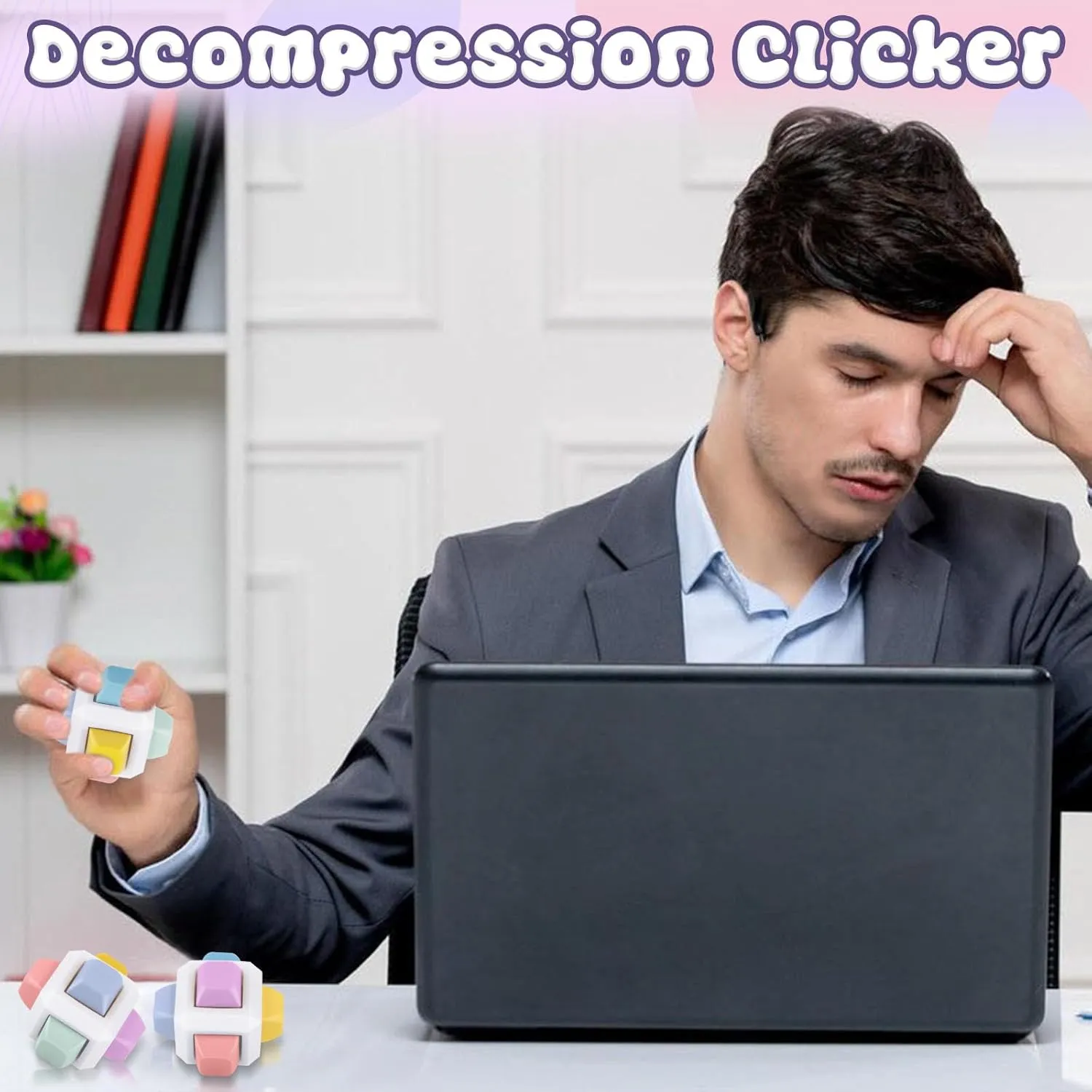 Clicker Cube Sensory Toys for Anxiety Stress Relief (6 Polytope, 3 PCS) Keyboard Fidget Toys Adults thus survivability zoo preoccupation elongate hardship 3PCS 6-in-1 Fidget Keyboard 