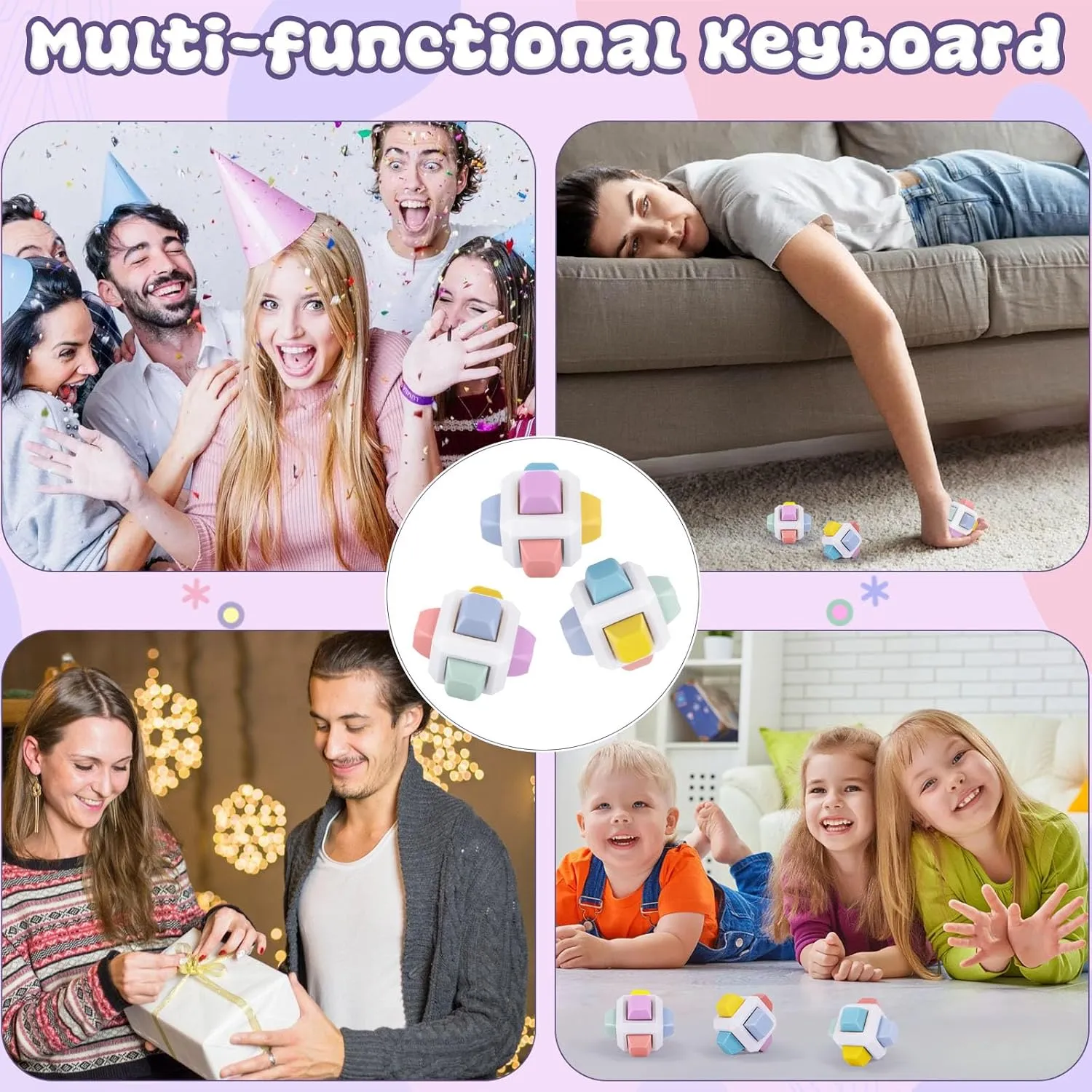 Clicker Cube Sensory Toys for Anxiety Stress Relief (6 Polytope, 3 PCS) Keyboard Fidget Toys Adults thus survivability zoo preoccupation elongate hardship 3PCS 6-in-1 Fidget Keyboard 