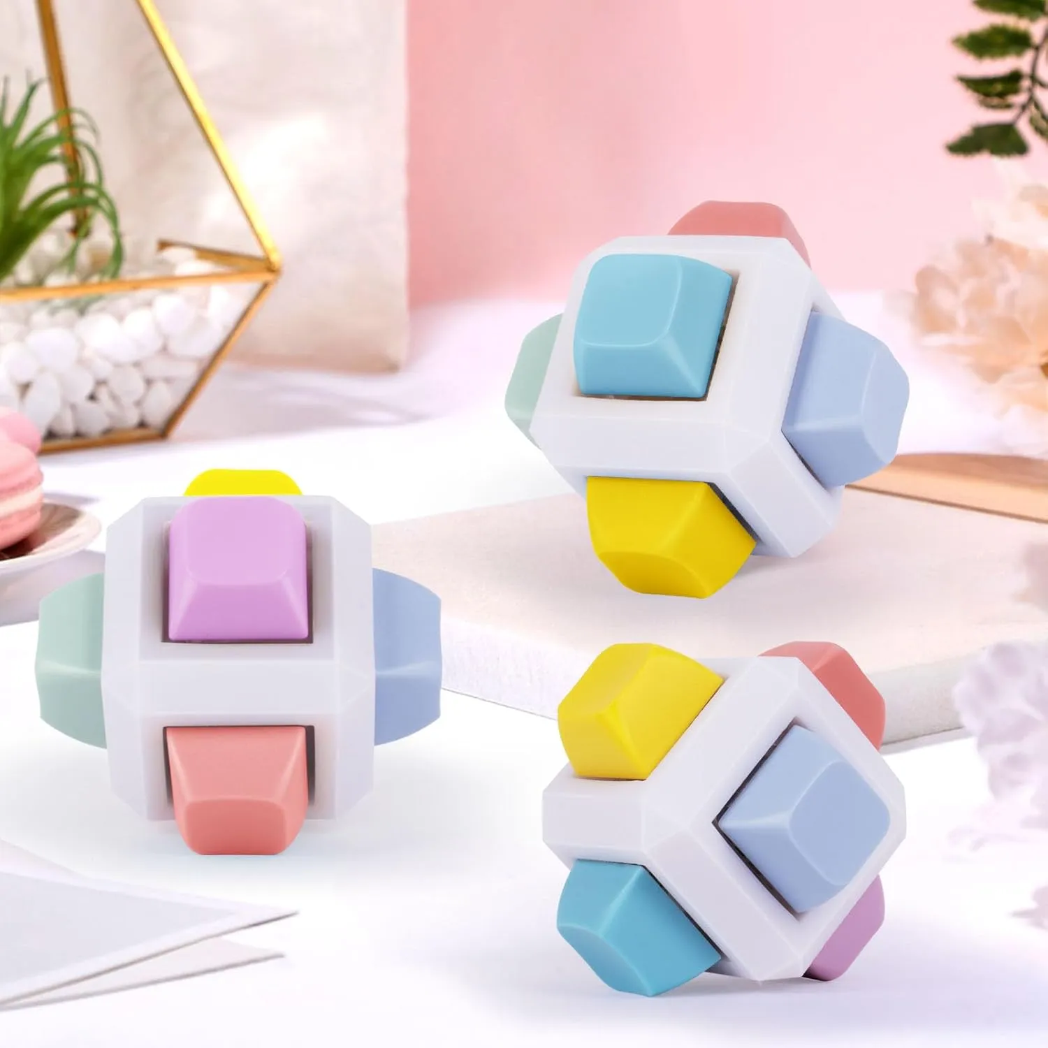 Clicker Cube Sensory Toys for Anxiety Stress Relief (6 Polytope, 3 PCS) Keyboard Fidget Toys Adults thus survivability zoo preoccupation elongate hardship 3PCS 6-in-1 Fidget Keyboard 