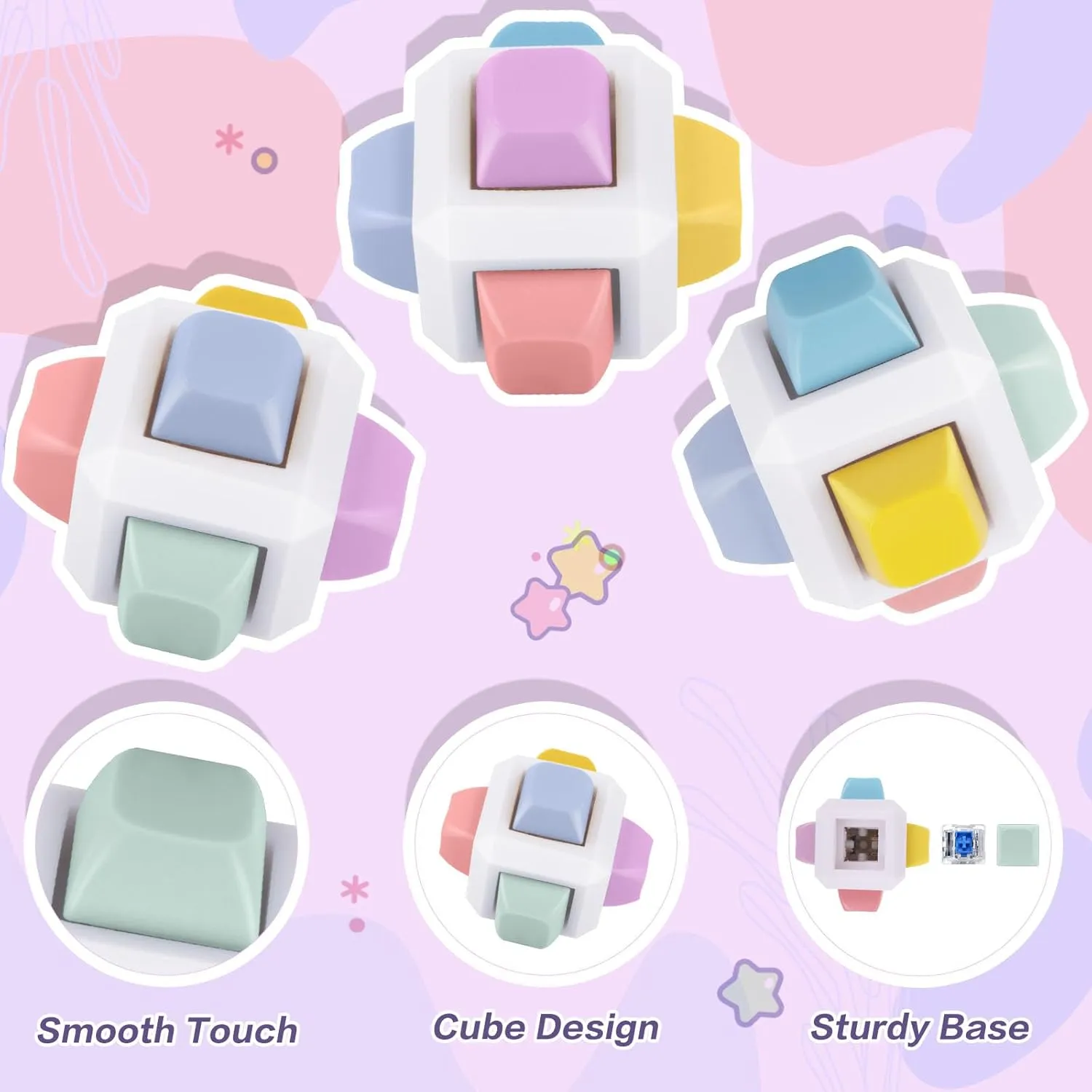 Clicker Cube Sensory Toys for Anxiety Stress Relief (6 Polytope, 3 PCS) Keyboard Fidget Toys Adults thus survivability zoo preoccupation elongate hardship 3PCS 6-in-1 Fidget Keyboard 