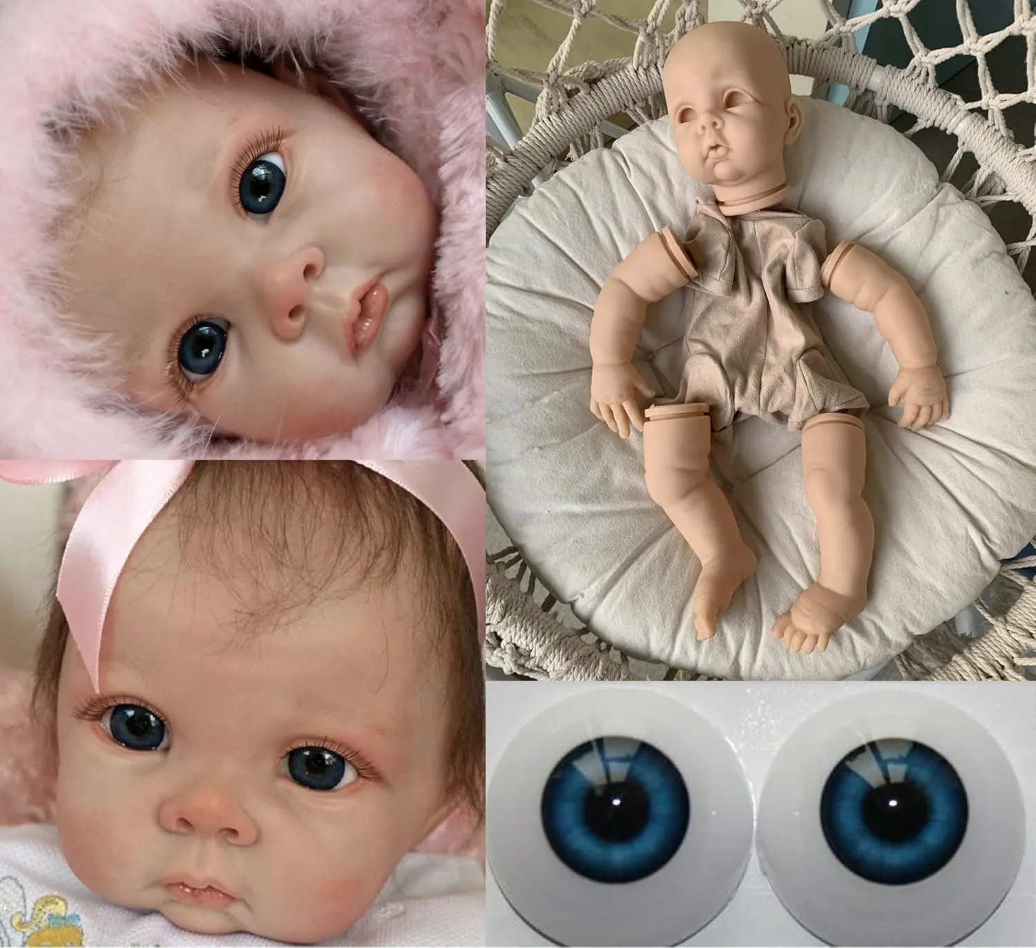 Cloth Body and Blue Eyes Blank Unpainted Silicone Mold Sets premature refinement monetary rear mill DIY Realistic Smile Reborn Baby Dolls Toys for Your Own Angelbaby 22inch Reborn Doll Kits with 