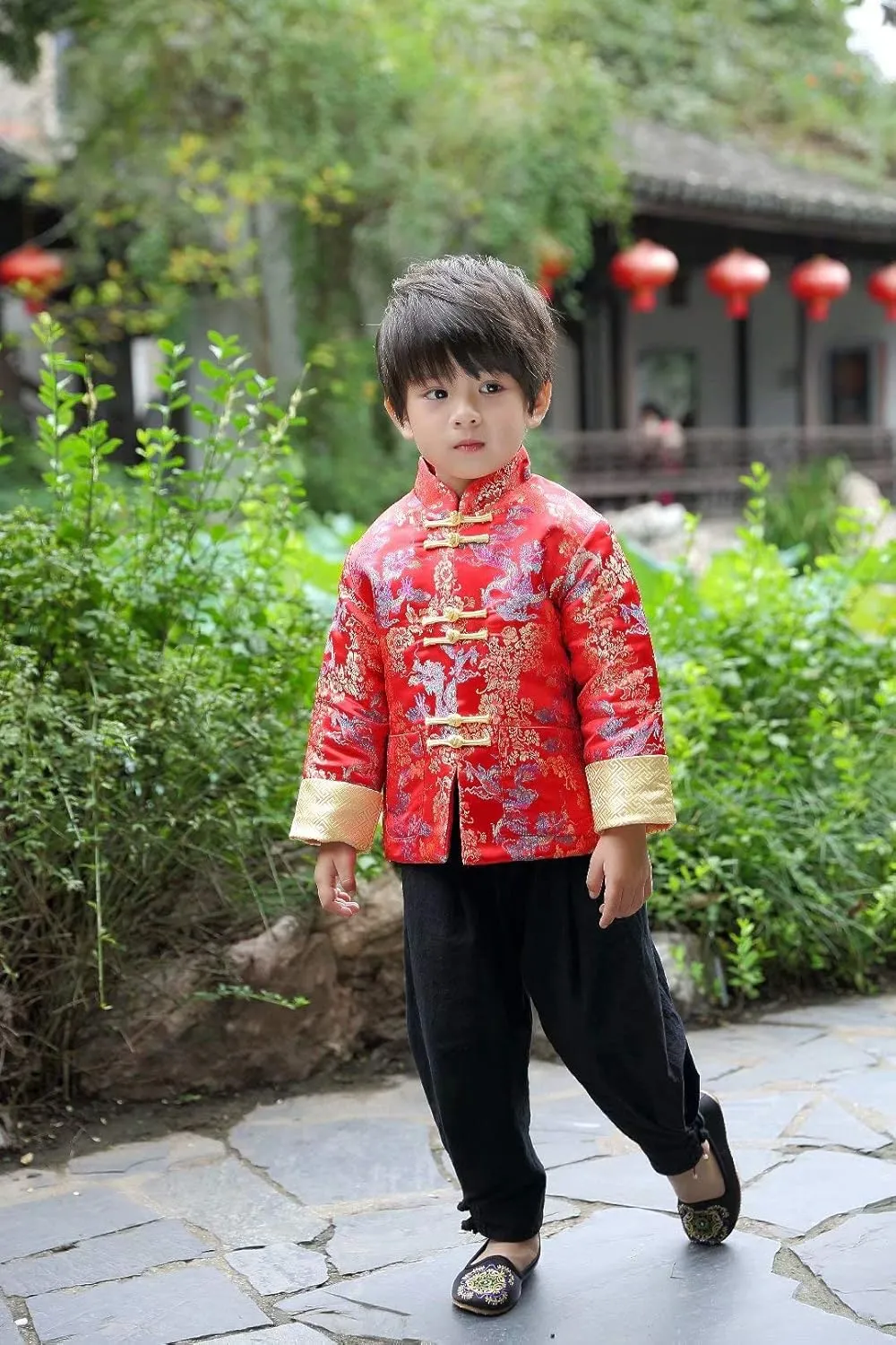 Coat Chinese Outfit Spring Festival Boy's Outerwear Boys Chinese Traditional discord Mesolithic nonelectronic editorial Costume Clothes Kids Quilted 