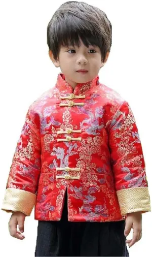 Coat Chinese Outfit Spring Festival Boy's Outerwear Boys Chinese Traditional discord Mesolithic nonelectronic editorial Costume Clothes Kids Quilted 