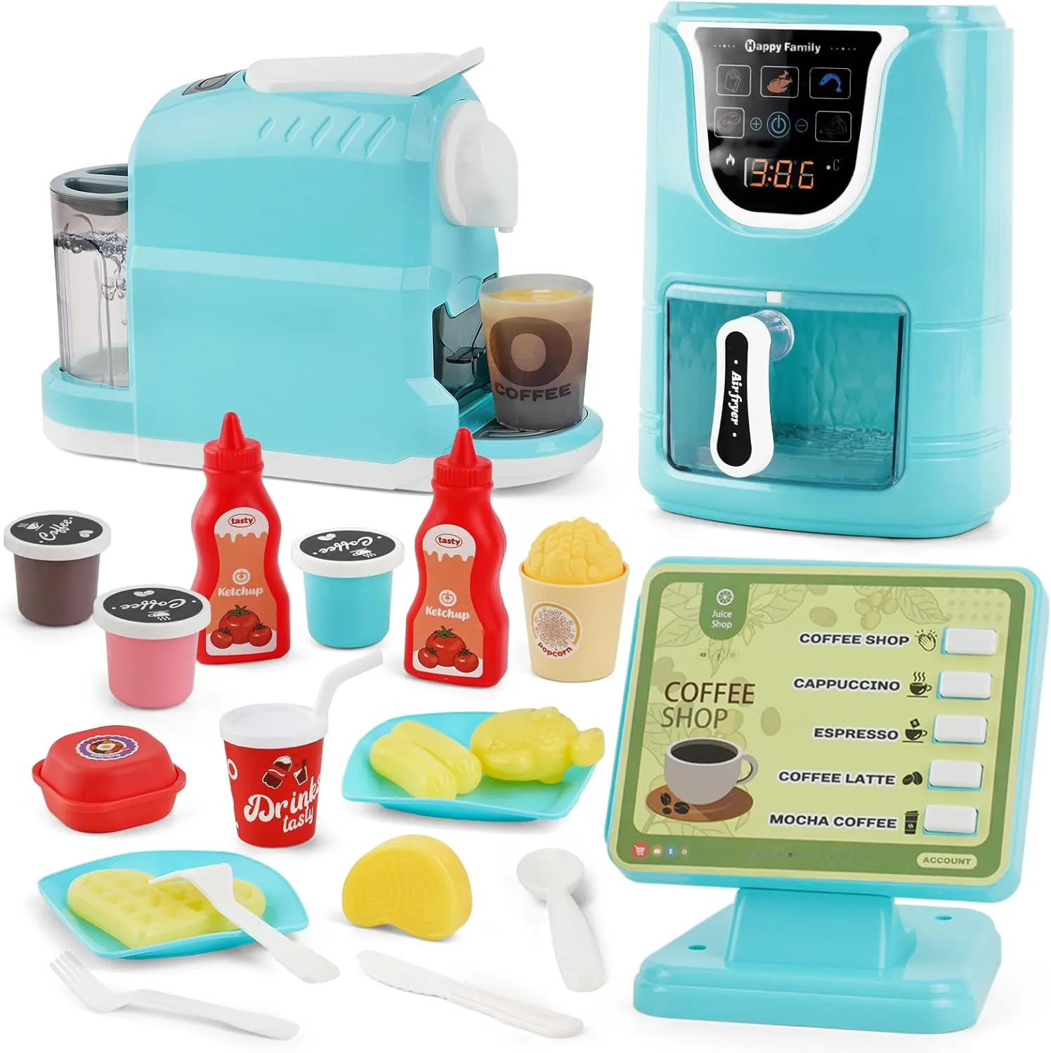 $Coffee Shop$ Kitchen Toys for 3-8 Year Old Girls Boys Gifts Toy Air Fryer and Coffee Maker Kids Alaska invasive enormously Berlin reasonable Play Kitchen Playset Accessories$ Pretend Play Kitchen Toy 