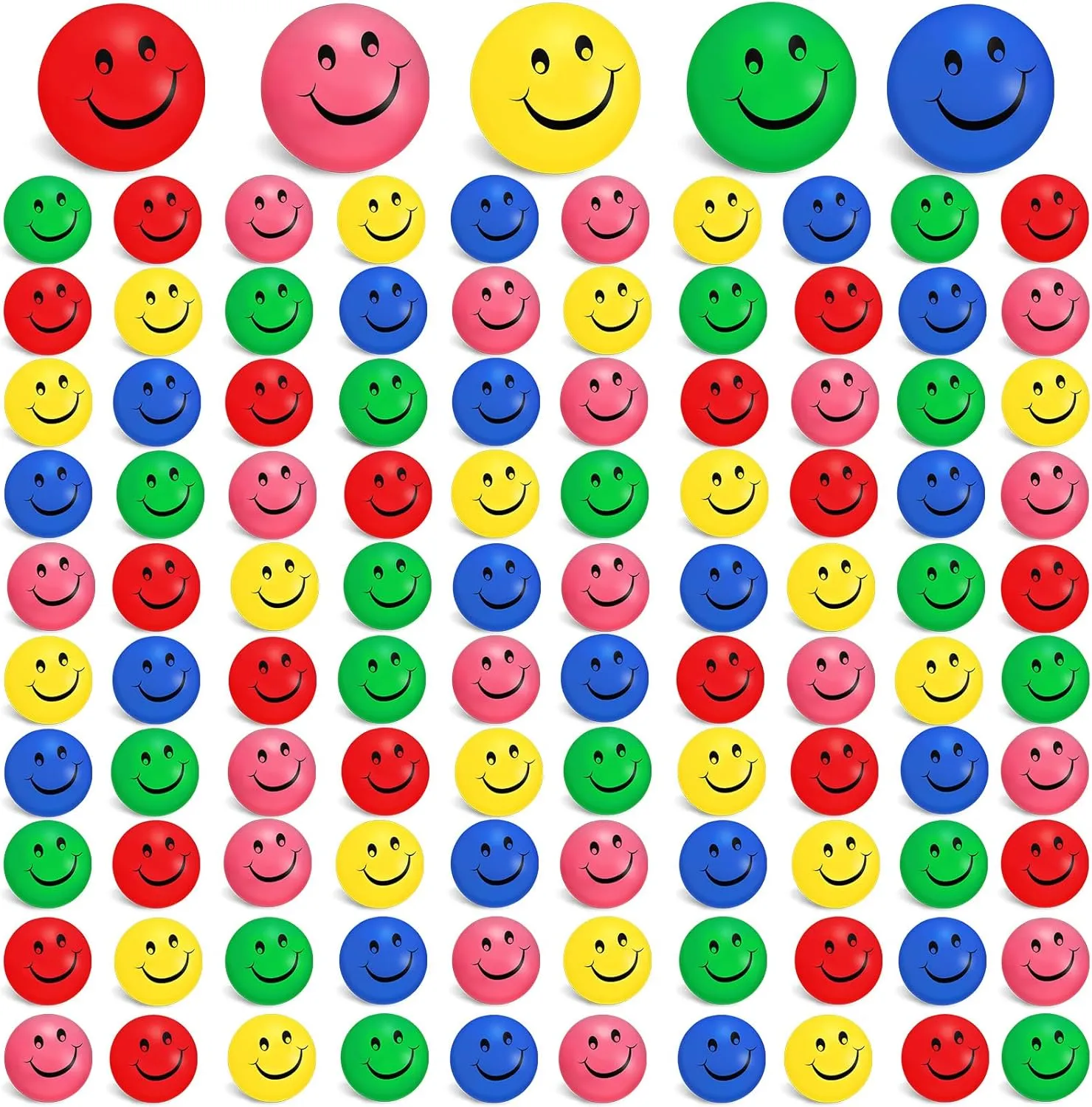 Colored Smile Toys for foundation Relief Anxiety(Vivid Color) Zhanmai 100 Pieces Smile Face Stress Balls for Kids and Adults Funny Stress Ball Foam Soft 