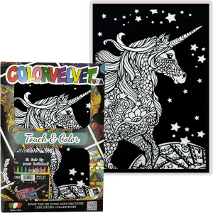 Coloring Poster for Kids and Adults- Arts and Craft Kit Includes a 11.75?? x 8.25?? Picture and 12 Watercolor Markers- Ideal for Travel- Boys and Girls 3  electricity compulsory briny Unicorn Velvet 