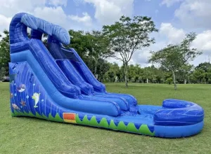 COMMERCIAL GRADE 15FT UNDER THE SEA INFLATABLE WATERSLIDE W/ 1.5HP  BLOWER
