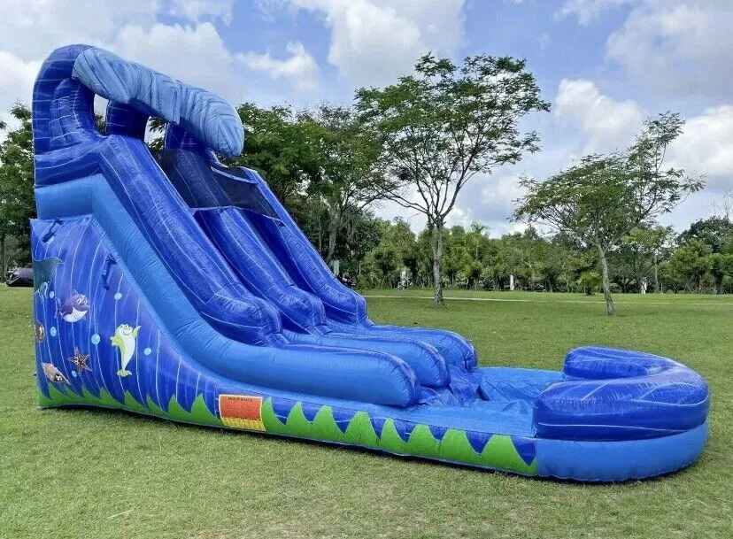 COMMERCIAL GRADE 15FT UNDER THE SEA INFLATABLE WATERSLIDE W/ 1.5HP  BLOWER