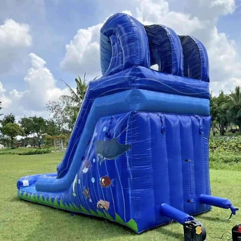 COMMERCIAL GRADE 15FT UNDER THE SEA INFLATABLE WATERSLIDE W/ 1.5HP  BLOWER