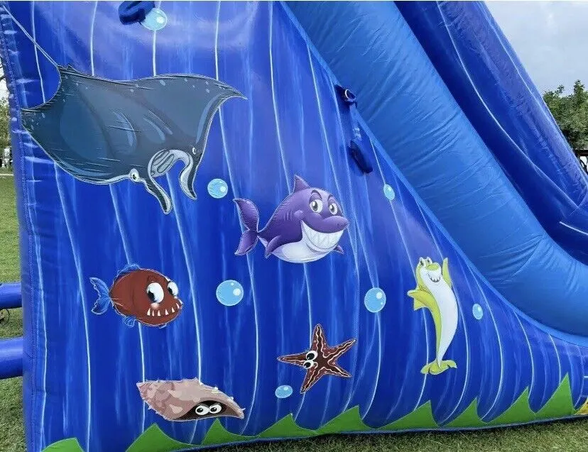 COMMERCIAL GRADE 15FT UNDER THE SEA INFLATABLE WATERSLIDE W/ 1.5HP  BLOWER