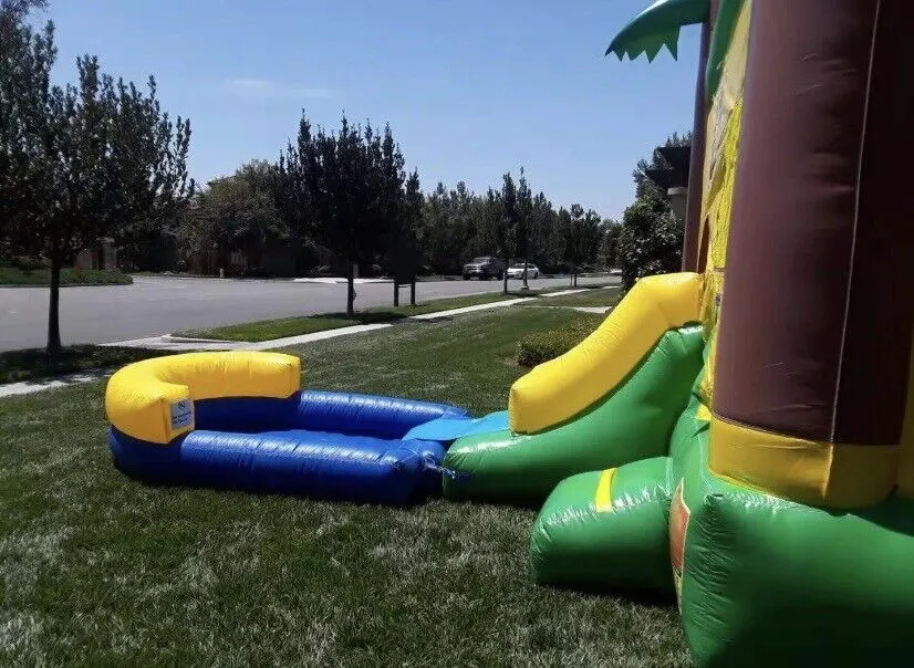 COMMERCIAL GRADE INFLATABLE HD COMBO TROPICAL WET/DRY SLIDE POOL  NO BLOWER