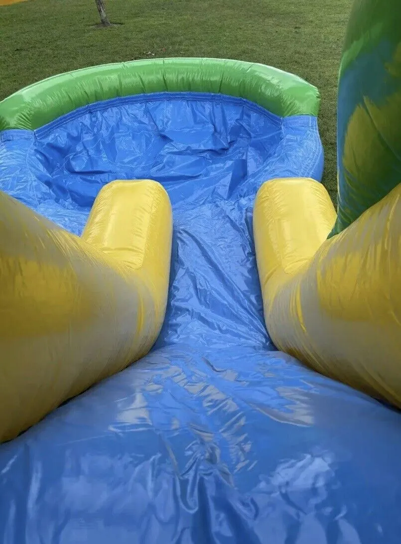 Commercial Grade Inflatable Tropical Dual Lane Combo Slide Pool 1.5HP Blower