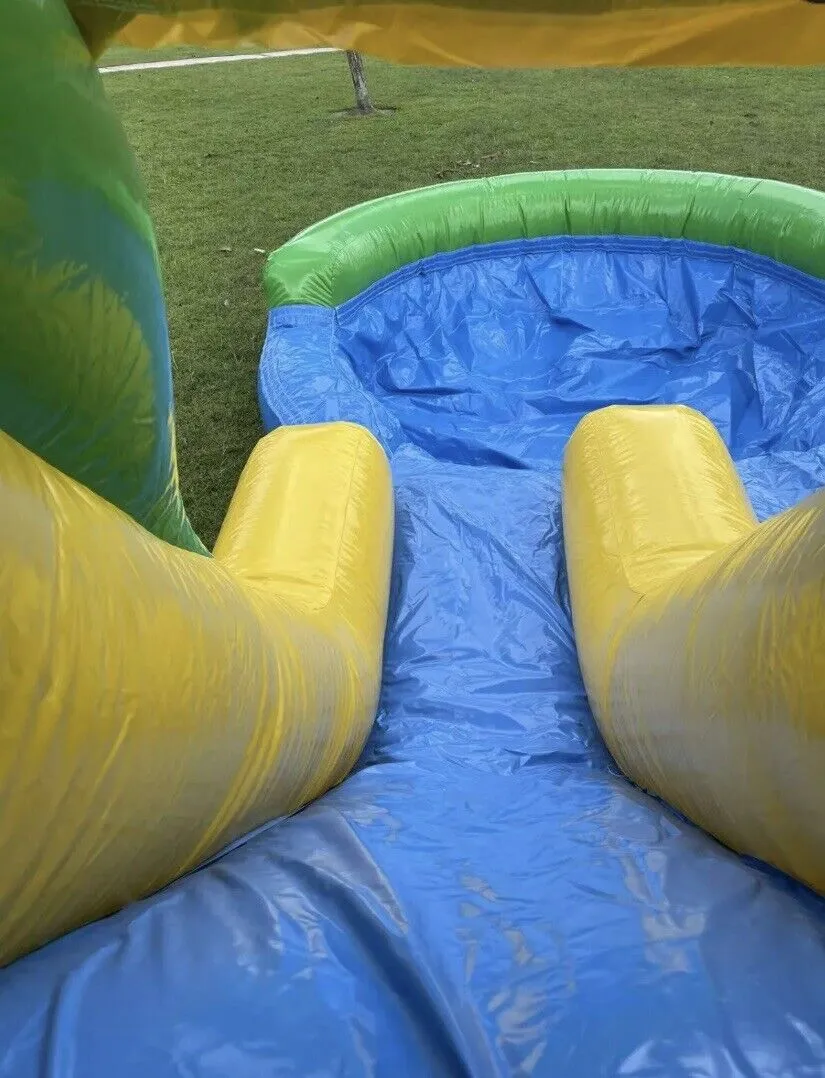 Commercial Grade Inflatable Tropical Dual Lane Combo Slide Pool 1.5HP Blower