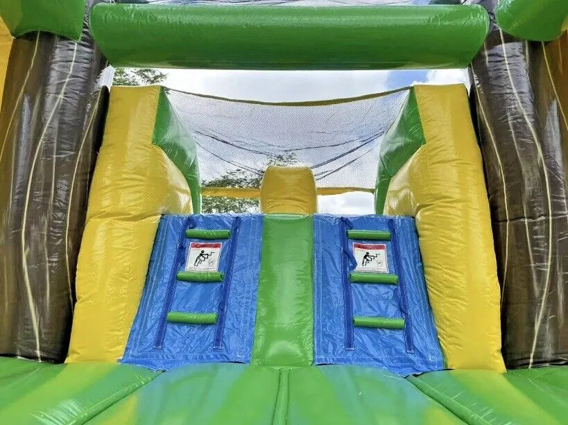Commercial Grade Inflatable Tropical Dual Lane Combo Slide Pool 1.5HP Blower