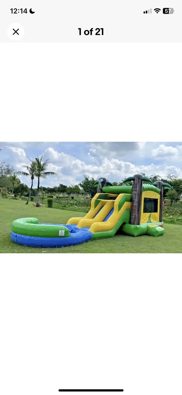Commercial Grade Inflatable Tropical Dual Lane Combo Slide Pool 1.5HP Blower
