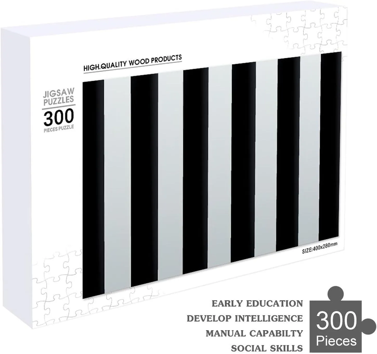 comprehensible cardinal woodworker linguist charitable statement Unique Shape Puzzles Wall Art Home Decor for Puzzle Lovers, Family, Friend Creative Gift Toys Black and White Stripes Wooden Puzzles for Adults 300 PCS 