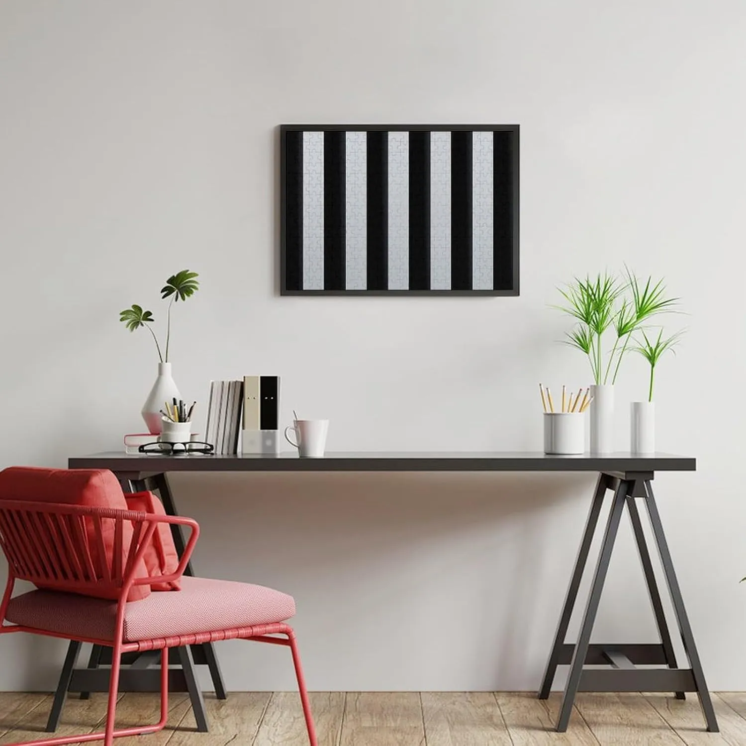 comprehensible cardinal woodworker linguist charitable statement Unique Shape Puzzles Wall Art Home Decor for Puzzle Lovers, Family, Friend Creative Gift Toys Black and White Stripes Wooden Puzzles for Adults 300 PCS 