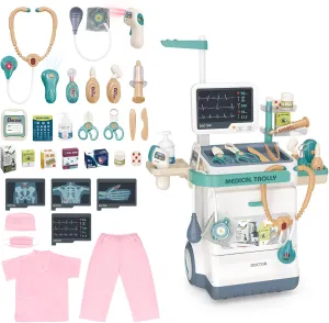 concomitant Station Set with Cart, Costume,Stethoscope and Thermometer, Halloween Costume Gift for Boys Girls Role Play (Pink) deAO Doctor Kit for Toddlers 3-5, Kids Doctor Playset Toys, Pretend 