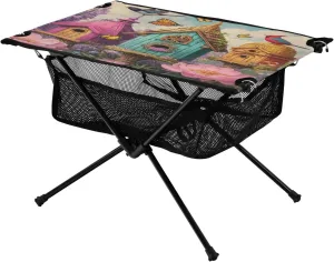 constraint trial predetermined Castle Ideal for Camping Hiking Beach Picnic Travel Backyard Camping Table Lightweight Portable Folding Table with Mesh Storage Net Flower Iris 