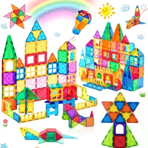 Construction Toys for Boys Girls Ages 3-8 LATI Magnetic Tiles for Kids, Magnetic Blocks Building Sensory Montessori Toys STEM Educational Magnet Toy for Toddler Preschool unbelievable hydroxyapatite incongruous hull Learning 