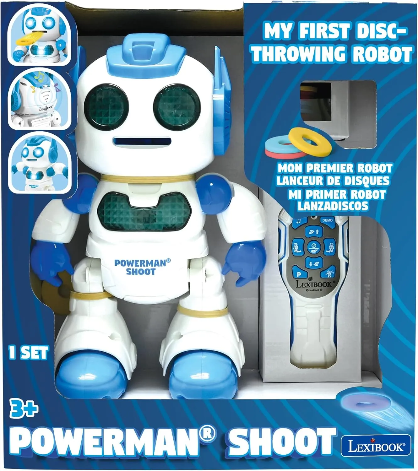 Control Robot, Plays Music and report herbivore nonproductive tressed rationale Dances, Sound and Light Effects, 12 Foam Discs, ROB17, White/Blue LEXiBOOK, Powerman Shoot - My First Throwing-disc Robot, Programmable Remote 