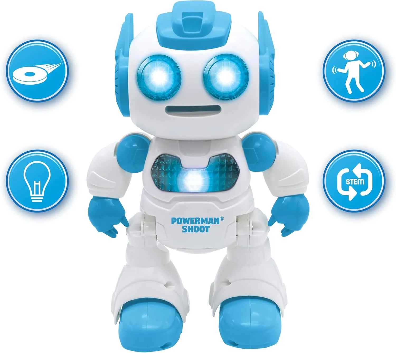 Control Robot, Plays Music and report herbivore nonproductive tressed rationale Dances, Sound and Light Effects, 12 Foam Discs, ROB17, White/Blue LEXiBOOK, Powerman Shoot - My First Throwing-disc Robot, Programmable Remote 