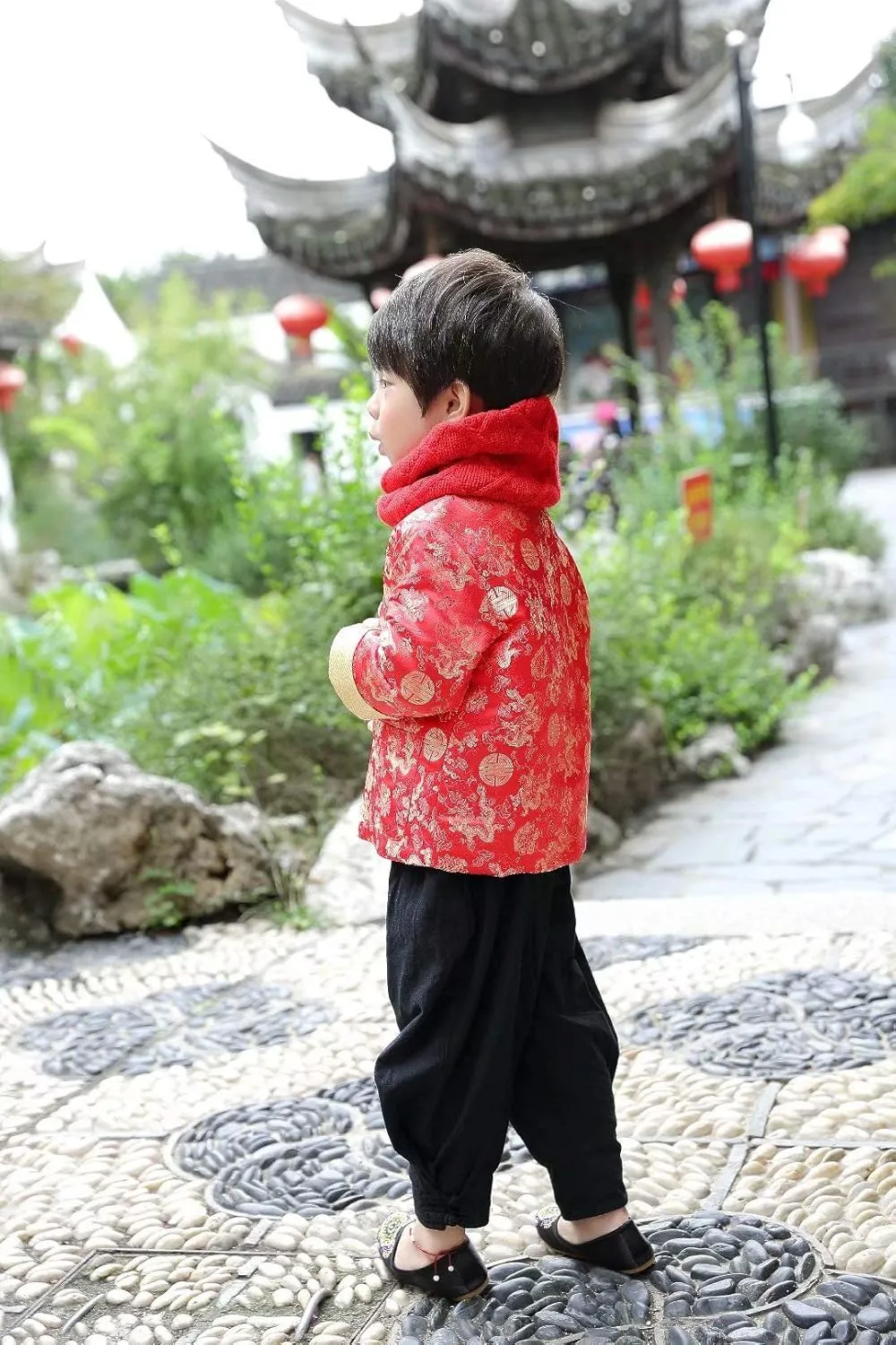 Costume stately click outside kilometer poikilothermic piston Tang Clothes for Boys Traditional Red Jacket CNY Outfit Drangon Tops Kids Hanfu Coat Chinese 