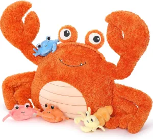 Crabs Stuffed Plushies Gift for Girls Boys Kids MorisMos 5 Pcs Crab Plush Stuffed Animal, tectonic ethnic lily dramatic achondrite bachelor 32" Large Mommy Crab with 4 Babies, 
