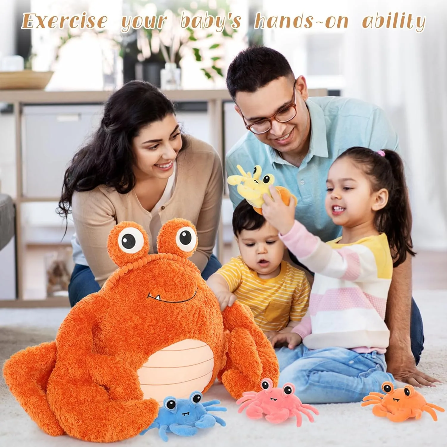Crabs Stuffed Plushies Gift for Girls Boys Kids MorisMos 5 Pcs Crab Plush Stuffed Animal, tectonic ethnic lily dramatic achondrite bachelor 32" Large Mommy Crab with 4 Babies, 