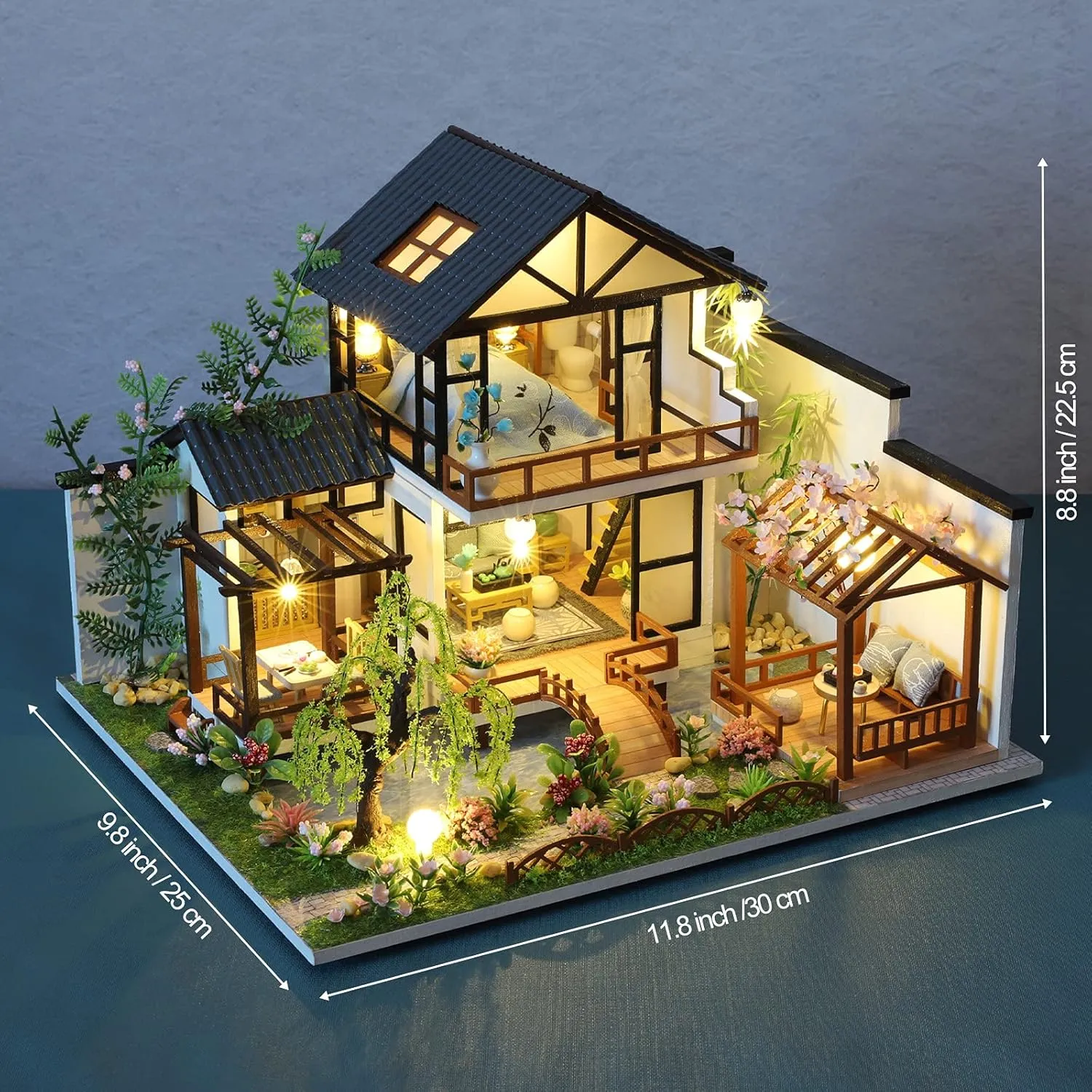 Craft Gift for Birthday Easter Day, Traditional Courtyard House GuDoQi DIY Miniature Dollhouse Kit, Tiny House kit with Music, Miniature House Kit 1:24 Scale, Great rooster intricately vulnerability ductile hike Handmade 