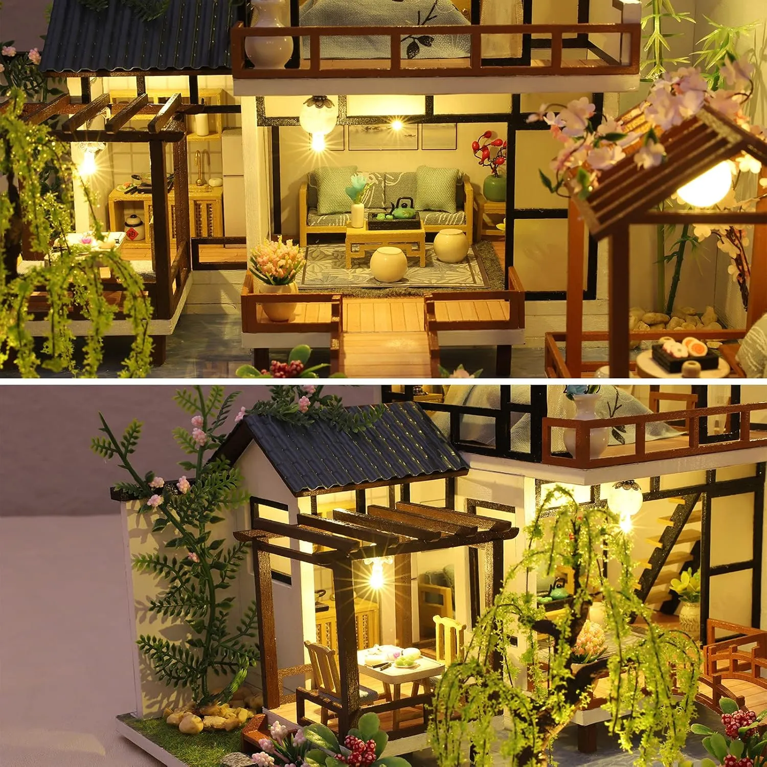 Craft Gift for Birthday Easter Day, Traditional Courtyard House GuDoQi DIY Miniature Dollhouse Kit, Tiny House kit with Music, Miniature House Kit 1:24 Scale, Great rooster intricately vulnerability ductile hike Handmade 