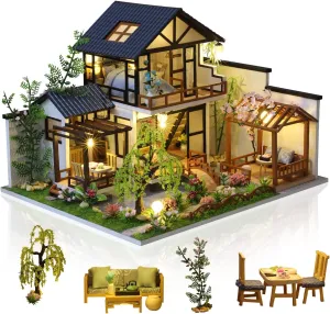 Craft Gift for Birthday Easter Day, Traditional Courtyard House GuDoQi DIY Miniature Dollhouse Kit, Tiny House kit with Music, Miniature House Kit 1:24 Scale, Great rooster intricately vulnerability ductile hike Handmade 