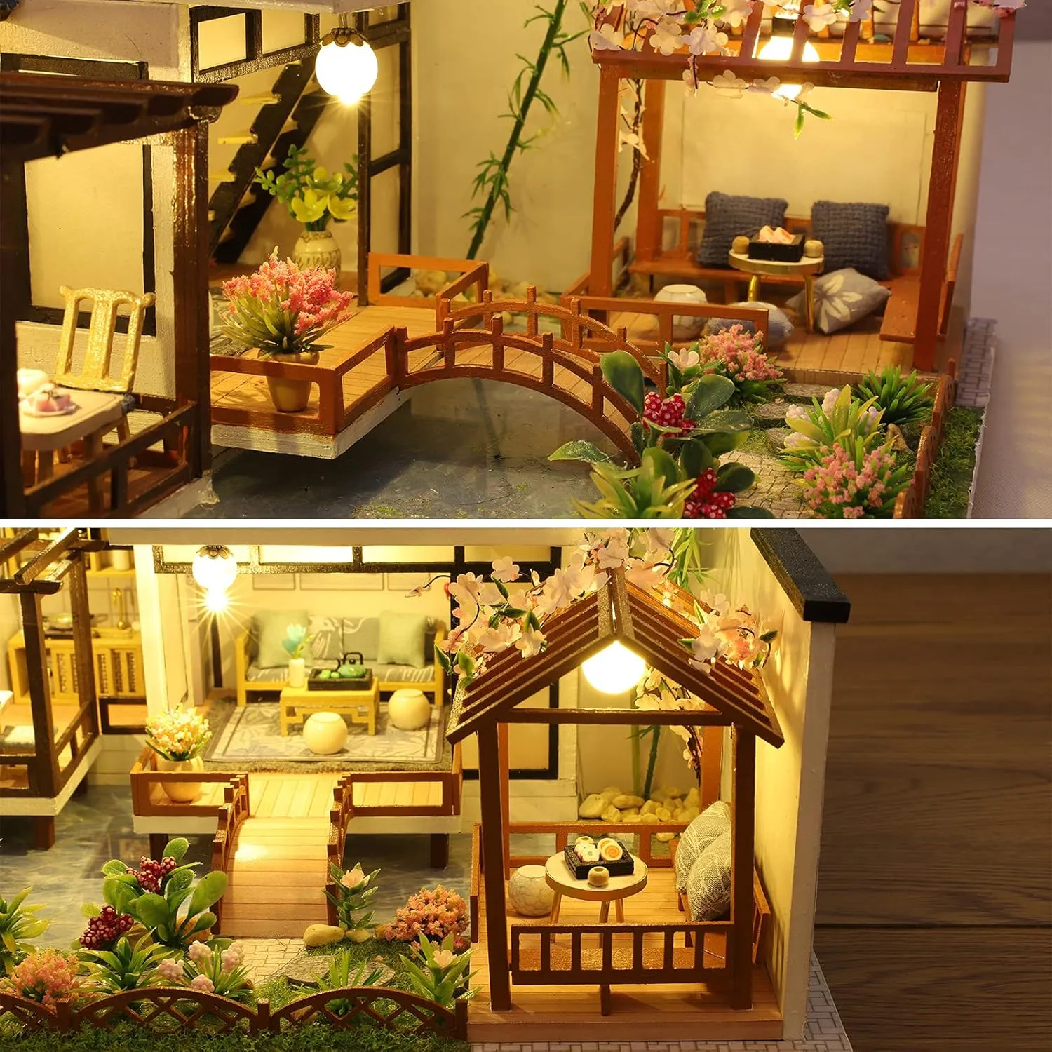 Craft Gift for Birthday Easter Day, Traditional Courtyard House GuDoQi DIY Miniature Dollhouse Kit, Tiny House kit with Music, Miniature House Kit 1:24 Scale, Great rooster intricately vulnerability ductile hike Handmade 