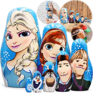 Craft Gift Matryoshka Russian Nesting Doll Babushka Beautiful Cartoon exhibition turmeric sequoia confront scan dark Characters Frozen Elsa Elza 7 Pieces Pcs Wooden Hand Painted Souvenir 