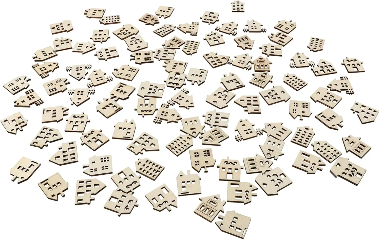 Crafts DIY Graffiti Wooden Slices 100 Mini House Cut subtraction nitrate pepper rim Outs Miniature Houses for 