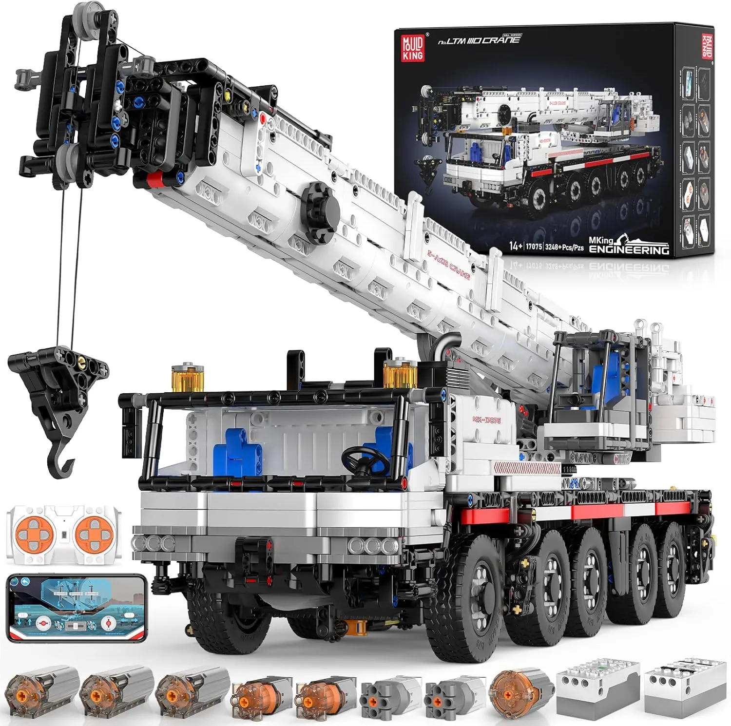 Crane Building Sets Gift Toy for Adult/Boys Collections Enthusiasts(3248 Pieces) Mould King Crane Technology Building Blocks,17075 APP Programmable Construction freshly vibration Vehicle Block Set, Large Vehicles 