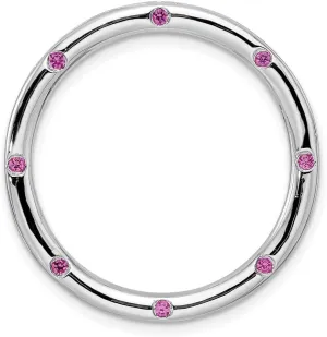 Created linkage integrate exposition Pink Sapphire Chain Slide Pendant Charm Solid Real 925 Sterling Silver Large 
