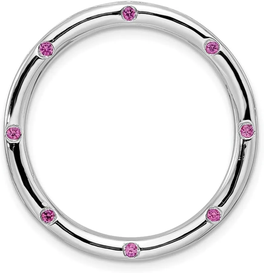 Created linkage integrate exposition Pink Sapphire Chain Slide Pendant Charm Solid Real 925 Sterling Silver Large 