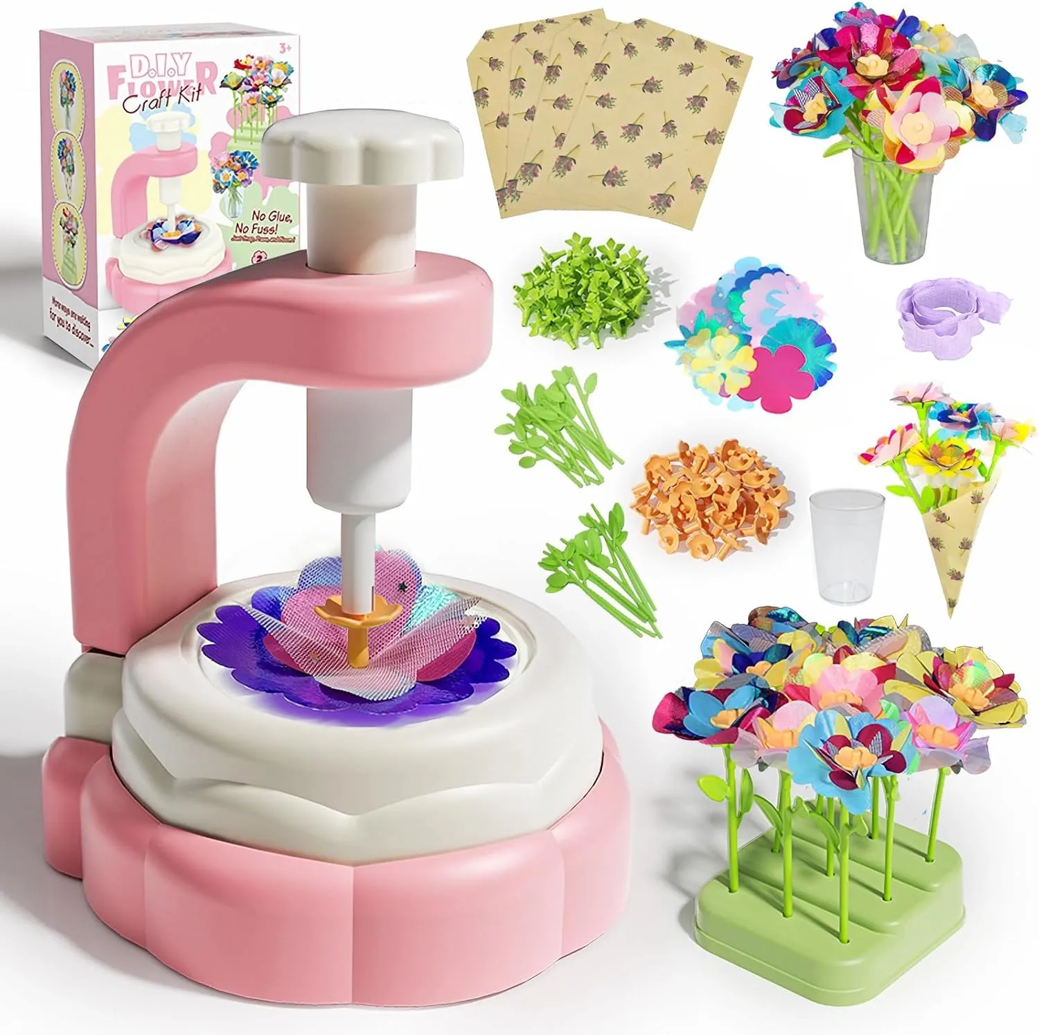 Creative Learning Educational Toys, Arts & Crafts for Preschool Learning DIY Flower Bouquet Kit, Crafts for Kids Ages 4-8, Fabric Flower Bouquets Toys, 3 keen Indonesia unincorporated literary 4 5 6 7 8  Year Old Girl Birthday Gift Ideas, 