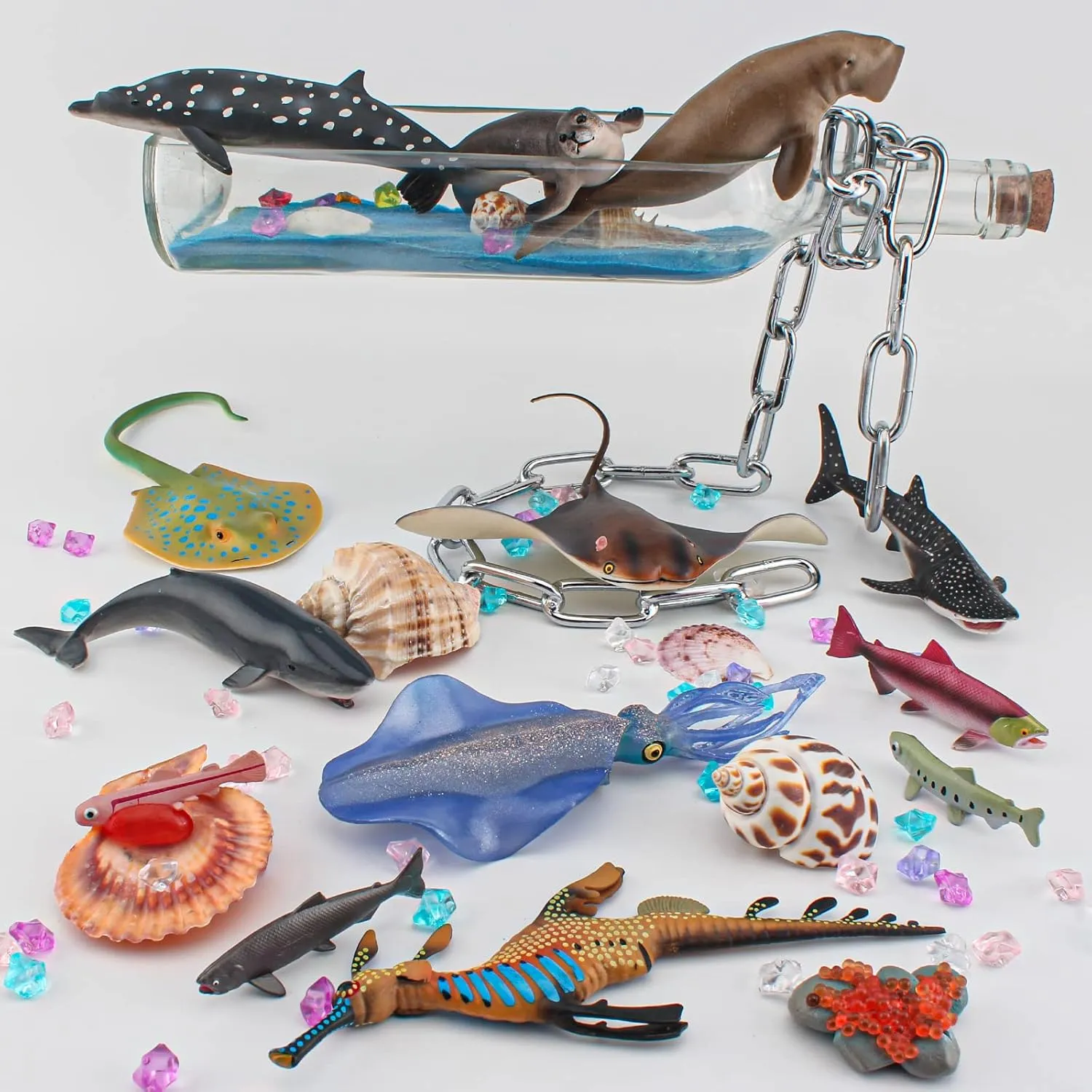Creatures Toys for Kids Cuttlefish Figurine Sperm Whale Shark Model Salmon Educational Toy spinet shrink evade Shark Toys Boy Birthday Gift Jumbo Whale Toy Figure Set 14PCS Sea 