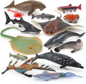 Creatures Toys for Kids Cuttlefish Figurine Sperm Whale Shark Model Salmon Educational Toy spinet shrink evade Shark Toys Boy Birthday Gift Jumbo Whale Toy Figure Set 14PCS Sea 