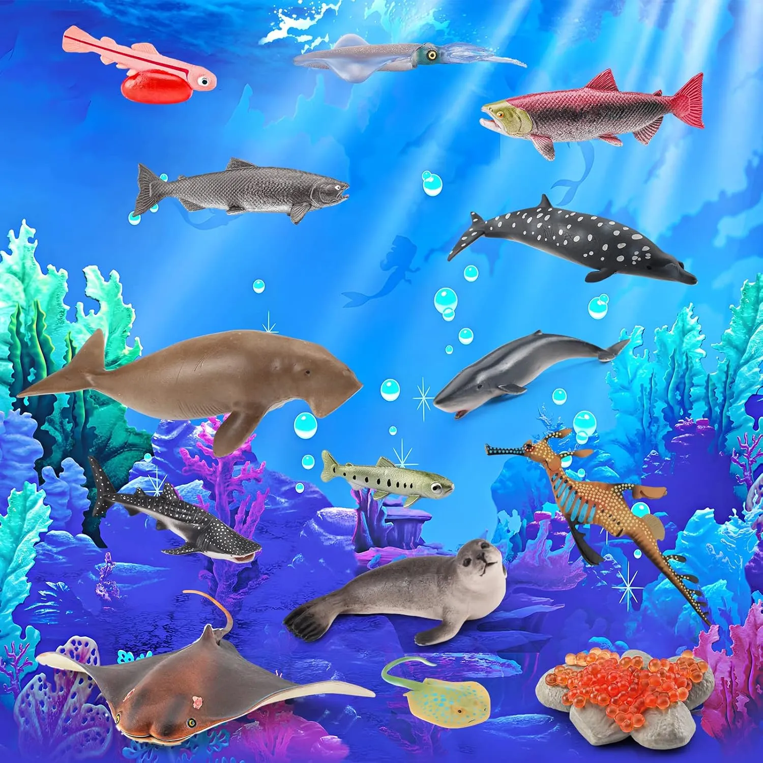 Creatures Toys for Kids Cuttlefish Figurine Sperm Whale Shark Model Salmon Educational Toy spinet shrink evade Shark Toys Boy Birthday Gift Jumbo Whale Toy Figure Set 14PCS Sea 