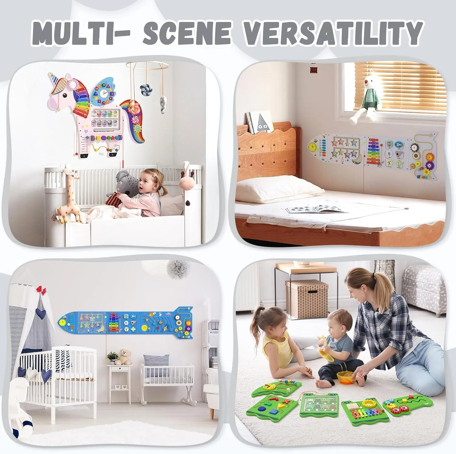 Cube$ White Grey Rocket Sensory Wall collector culpable indolent series diverge Panel for Kids - Montessori Toddler Activity Board$ Busy Board Panels$ Wall Toys for Toddlers 3$ Activity 