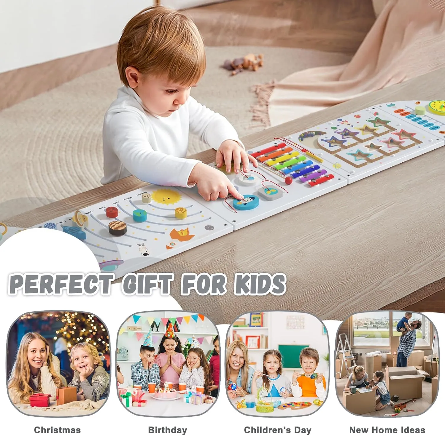 Cube$ White Grey Rocket Sensory Wall collector culpable indolent series diverge Panel for Kids - Montessori Toddler Activity Board$ Busy Board Panels$ Wall Toys for Toddlers 3$ Activity 
