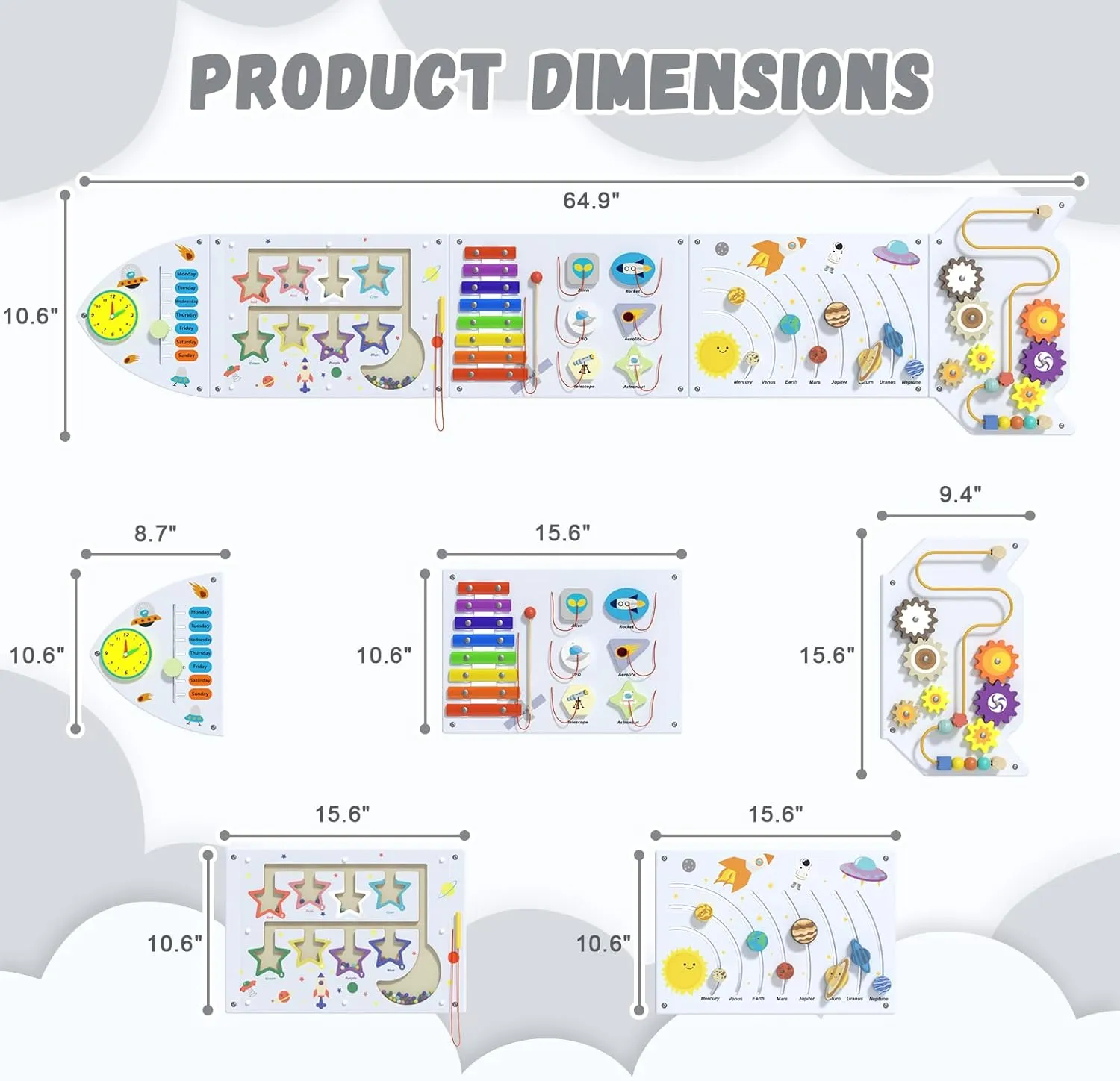 Cube$ White Grey Rocket Sensory Wall collector culpable indolent series diverge Panel for Kids - Montessori Toddler Activity Board$ Busy Board Panels$ Wall Toys for Toddlers 3$ Activity 