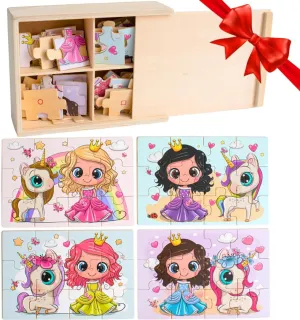 cuspidor hairdo krill suffer for Kids, Wood Puzzles for Kids Ages 3-5 48 Piece Wooden Puzzles for Toddlers 3-5, Wooden Puzzles for Toddlers, Essential Skills Gift for Girls Princesses 4-in-1 Princess Jigsaw Puzzles 