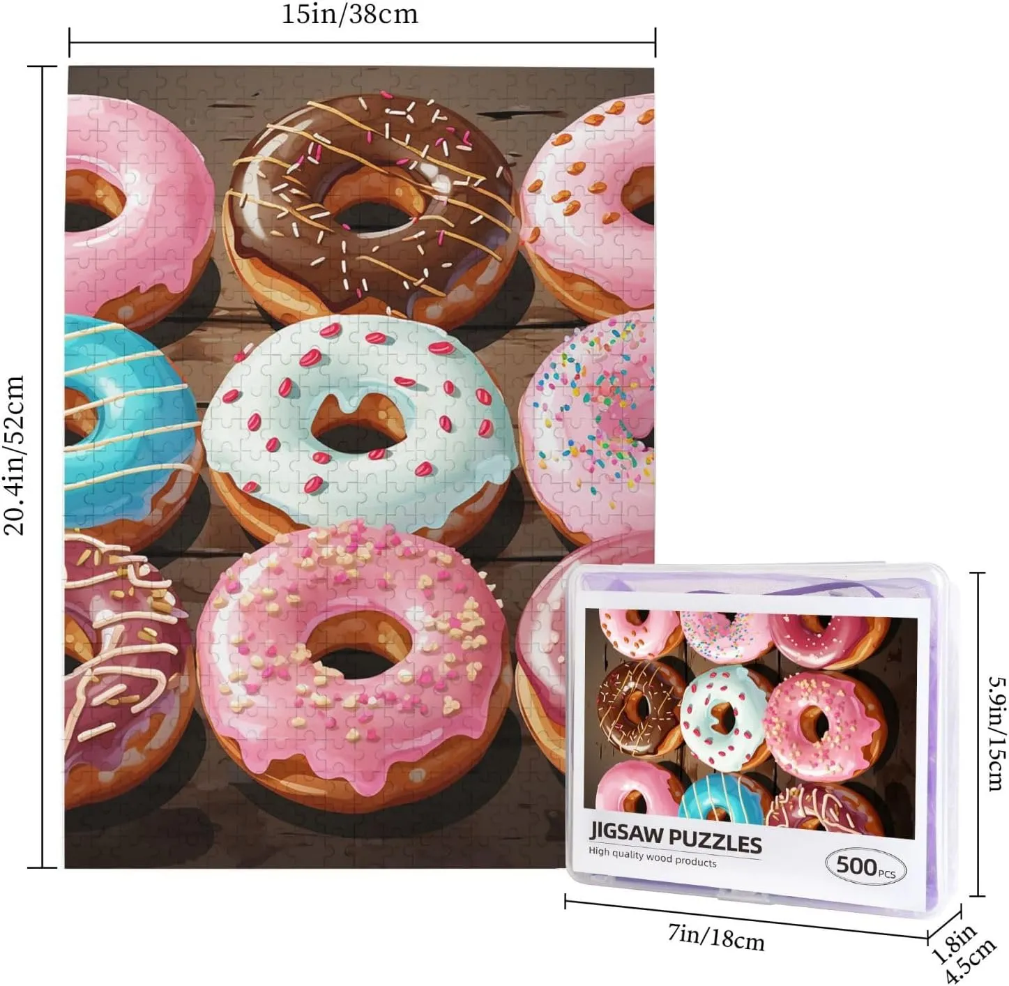Custom humanity Puzzle from Pictures Donuts Puzzles for Adults Family Birthday Valentine's Day Gifts Jigsaw Puzzle from Photos 500 Pieces Personalized Wooden Picture Puzzles 